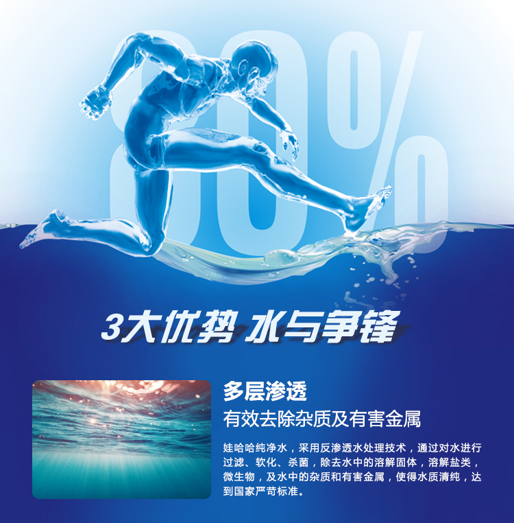 【自营】娃哈哈 纯净水饮用水 596ml*24瓶 整箱水